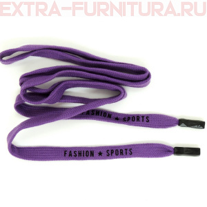Шнурки плоские 130см, шир.12мм, FASHION SPORTS, декор.наконечник, цв.фиолетовый