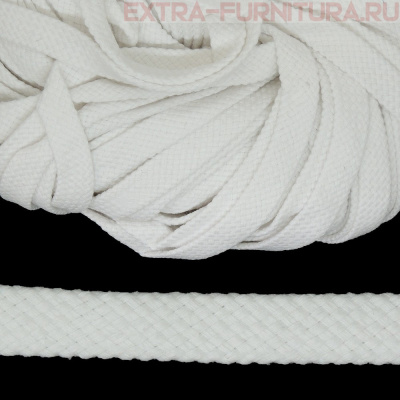 Шнур плоский х/б 10мм, цв.101 отбеленный, уп.50м