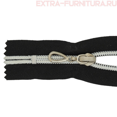 Молния спираль декор Т7 14см цв.черный/серебро н/р