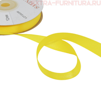 Лента атласная 12 мм цв. 015 желтый рул. 27,42м